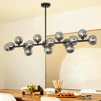 Large Sputnik Chandelier 47.2" Black Modern Smoked Glass Chandelier