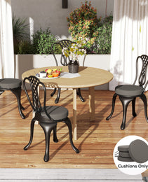 Patio Chair Cushions Set Of 4 Round Seat Cushions For Dining Bistro Chairs Machine Washable, 15" X 15" X 3", Dark Gray
