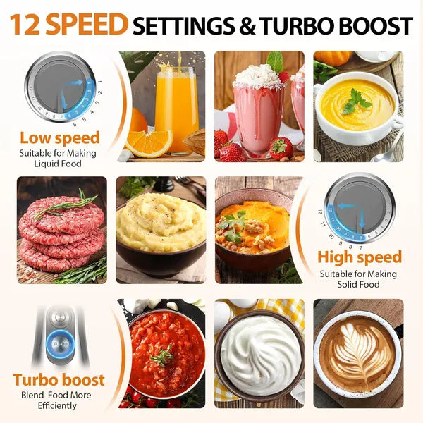 KOIOS Immersion Blender, 1000W Anti-scratch 3-in-1 Hand Blender, Upgraded 12 Speed Stainless Steel Blade Stick Blender With Turbo Mode, Whisk And Milk Frother, BPA-Free