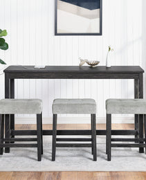 Bar Table Set With Power Outlet, Bar Table And Chairs Set, 4 Piece Dining Table Set, Industrial Breakfast Table Set, For Living Room, Dining Room, Game Room