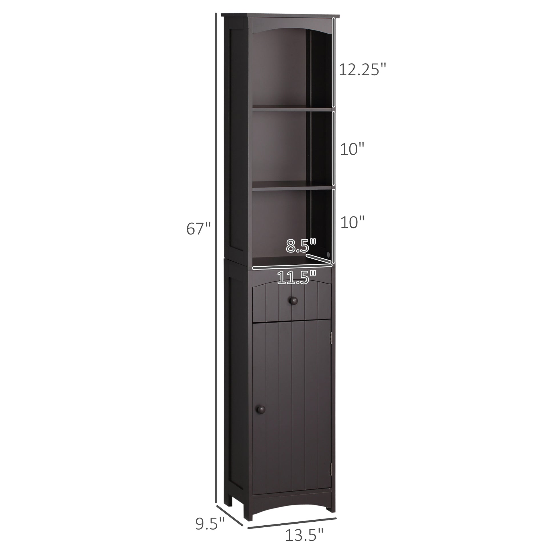 Bathroom Storage Cabinet, Free Standing Bathroom Storage Unit, Tall Linen Tower with 3-Tier Shelves and Drawer, Brown