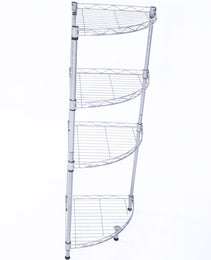 4-Tier Corner Storage Shelves, Wire Shelving Unit, Metal Shelf, Steel Storage Rack For Laundry Bathroom Kitchen Silver