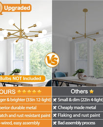 Height Adjustable Brushed Gold 12 Light Chandeliers