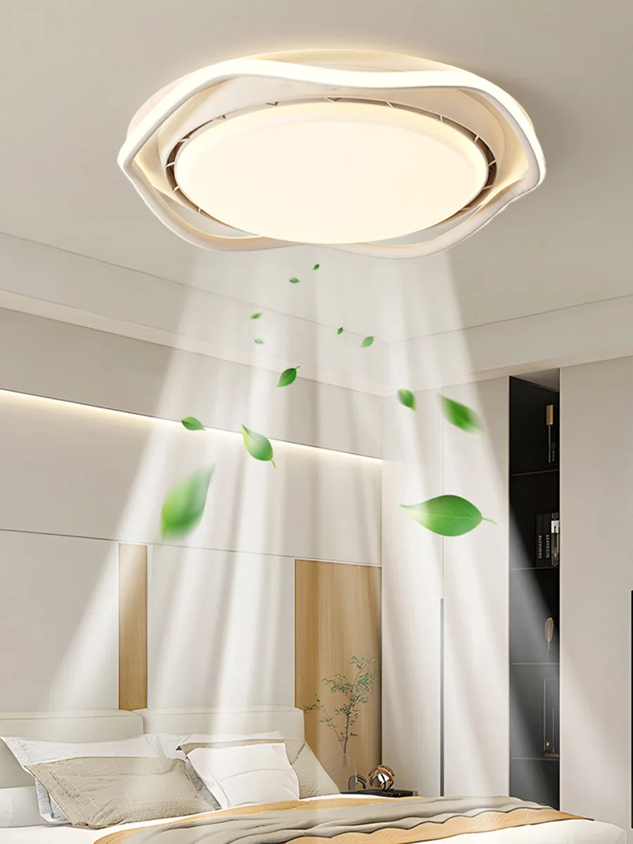 2026 New Smart Silent LED Ceiling Fan Light: Modern Minimalist Round Design, for Bedroom (Bladeless)