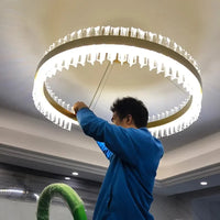 Nordic Modern Crystal Ring Chandelier K9 Crystals Led Lights Pendant Lamps Luminaire Kitchen Home Decor Indoor Lighting Fixtures