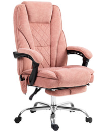 Massage Office Chair, Heated Reclining Computer Chair with Adjustable Height and Footrest, Pink