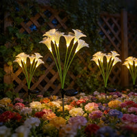 Solar Lily Flower Garden Stake Lights, Warm White IP65 Waterproof  Pathway Lights for Wedding Party Outdoor Patio Yard Decor