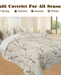 3pcs Minimalist Tree Branch Patterned Blankets Suitable For All Seasons, Including Flower And Autumn Leaf Bedding Sets With 2 Pillowcases, Suitable For Children And Adults