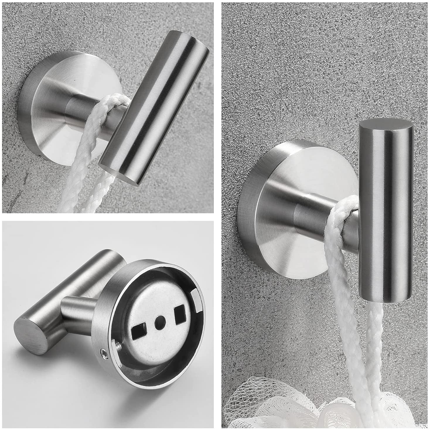 3-Pieces Bathroom Hardware Accessories Set - Towel Bar, Toilet Paper Holder, Robe Towel Hooks
