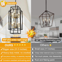 8-Light Lantern Tiered Pendant Light Fixtures, No Assembly Required Farmhouse Chandelier for Entryway, Large Chandeliers for High Ceilings, Modern Hanging Light Fixture for Foyer, Staircase