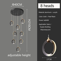 Duplex Staircase Lamp Long Chandelier Black Gold Modern Minimalist Light Luxury Creative Lighting Villa Loft Living Room Rng