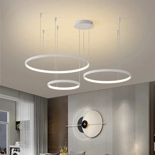 Nordic Led Ceiling Chandeliers Modern Circular Ring Chandelier For Dining Room Bedroom Living Room Home Indoor Lighting Decor