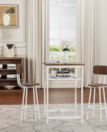 Bar Table, Equipped With 2 Bar Stools , With Backrest And Partition