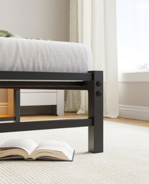 Twin Size Bed Frame Heavy Duty Platform Bed Frame With Headboard, USB Charging Station, LED Bed, No Box Spring Needed, Mattress Foundation, Strong Steel Slats, Noise Free, Brown