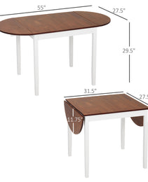55" Wood Kitchen Table, Drop Leaf Tables for Small Spaces, Brown