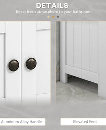 Kleankin Pedestal Sink Storage Cabinet, Bathroom Under Sink Cabinet With 2 Doors And Open Shelf, Bathroom Vanity, White