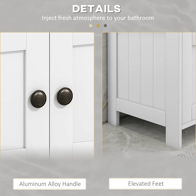Kleankin Pedestal Sink Storage Cabinet, Bathroom Under Sink Cabinet With 2 Doors And Open Shelf, Bathroom Vanity, White