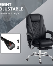 Massage Office Chair, Heated Reclining Computer Chair with Adjustable Height and Footrest, Black