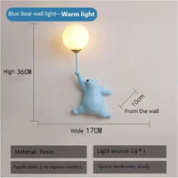 Cartoon Polar Bear LED Sconce Light Creative Wall Lighting Lampe Murale for Family Theme Hotel Kid Children Bedroom Wall Lamps