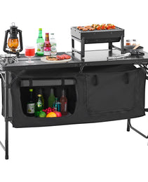 Camping Kitchen Table Folding Portable Outdoor Cook Station 3 Adjustable Height