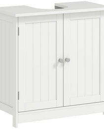 Under Sink Bathroom Cabinet, Pedestal Sink Storage Cabinet with 2 Doors, Shelf and U-Shape, White
