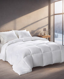 White Oversized Checkered Quilted Plump Duvet Luxury Hotel-grade Comfort For Bedrooms And