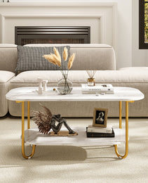Modern 2-tier Faux Marble Top Coffee Table