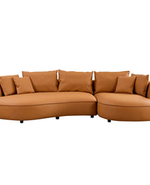 Modern Sectional Curved Sofa Couch For Living Room,Upholstered 5-Seat Sofa Couch Eco-leather Couch Set For Apartment Office,Orange