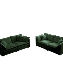 2  Piece Living Room Set , 2 Pieces Upholstered Loveseat And Couch For Home Office Lounge,  Sofa Set Of 2, 2-Piece 2-2 Seat Couch Set For Living Room ,Green Chenille