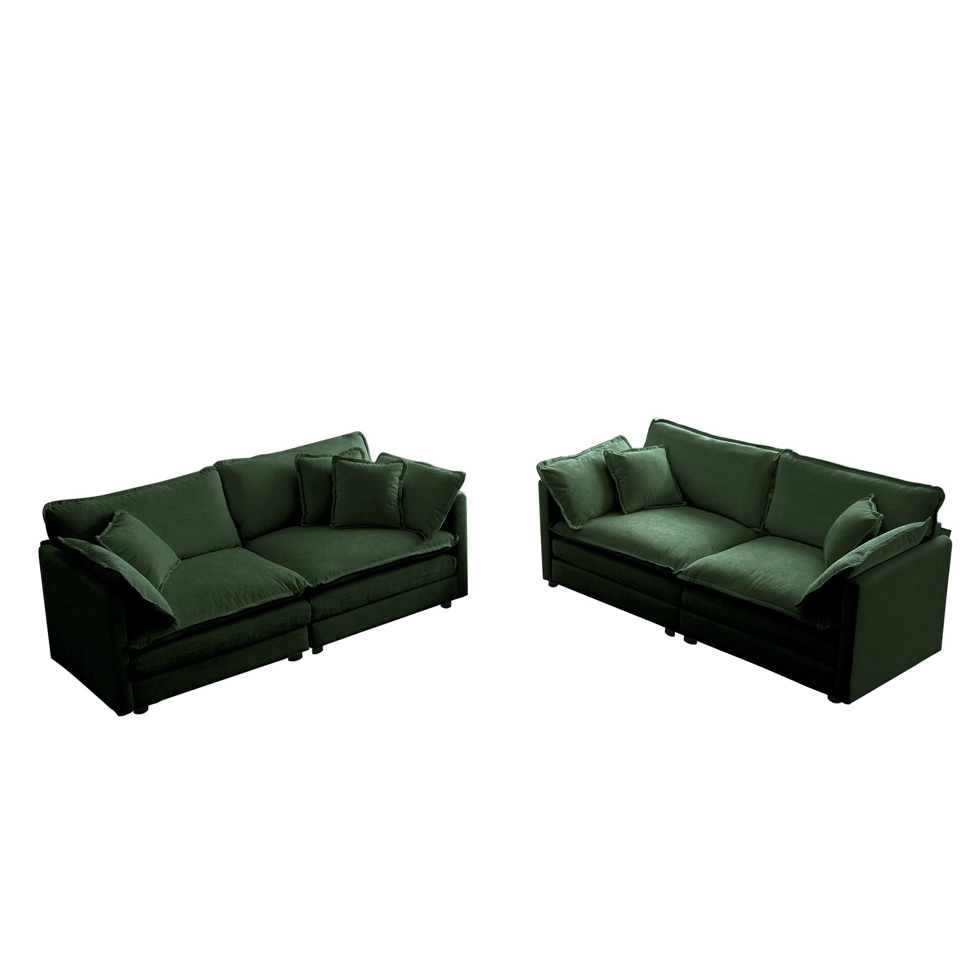 2  Piece Living Room Set , 2 Pieces Upholstered Loveseat And Couch For Home Office Lounge,  Sofa Set Of 2, 2-Piece 2-2 Seat Couch Set For Living Room ,Green Chenille