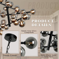 Large Sputnik Chandeliers,3 Tier 43"Globe Chandelier for High Ceiling Black