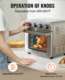 7-in-1 Air Fryer Toaster Oven – 1800W Convection Power with 360° Hot Air Circulation