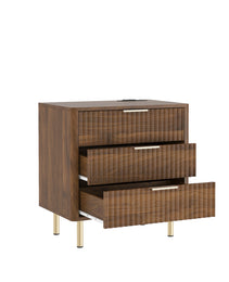 Nightstand With Charging Station, Smart Nightstand With Night Light, Modern Night Stand With Storage Cabinet For Bedroom, Wood