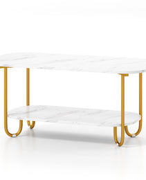 Modern 2-tier Faux Marble Top Coffee Table