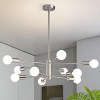 Modern Chandeliers for Dining Room, Black and Gold Chandelier Ceiling Light Fixture 6-Light Sputnik Chandeliers Mid Century Chandeliers for Living Room,Kitchen Island,Bedroom,Foyer