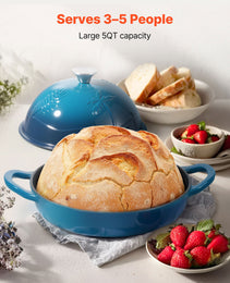 Enameled Cast Iron Dutch Oven Heavy-Duty Cookware With Lid Dual Handles 5 Qt