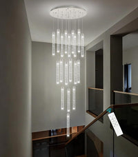 35-Light Long Large Modern Led Crystal Chandeliers Modern Spiral Chandeliers High Ceilings Chandelier for Staircase Foyer Chrome