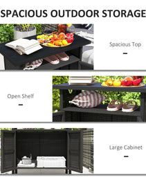 Outdoor Pool Towel Storage Cabinet Organizer, Outdoor Bar Table With Shelf And Cabinet, Pool Towel Holder Pool Valet With Weather-Resistant PE Rattan And Steel Frame, Espresso