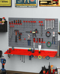 DURHAND Tool Organizer Wall Mounted With 54 Piece Pegboard And Shelf 50 Hooks, DIY Garage Storage With Strong Loading Capacity