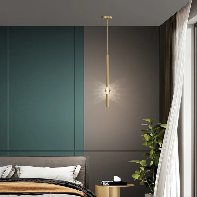 2025 Nordic Bedroom Bedside Chandelier Simple Modern Home Light Luxury Living Room TV Background Wall Decor Creative Crystal Led