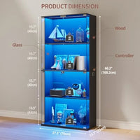 Locking Glass Display Cabinet with LED Lights and Motion Sensor for retail use, tempered glass, black, secure locking mechanism