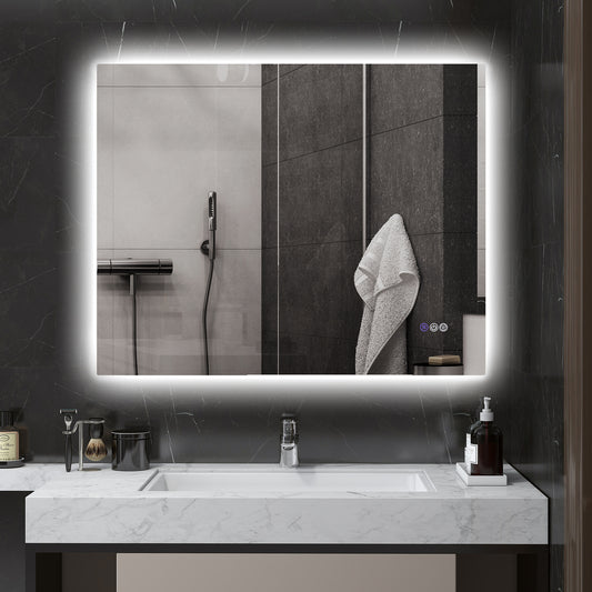 Dimmable Bathroom Mirror With Lights, 39" X 32" Backlit LED Mirror W/ Anti-Fog, Memory & Infinite Color Temperature