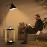 Luxury Shelves Floor Lamp For Living Room With Metal Lampshade, Standing Lamp Tall Industrial Floor Lamp Reading For Bedroom, Office E26 No Included Bulb -Matte Gold Matte Black - CJDS