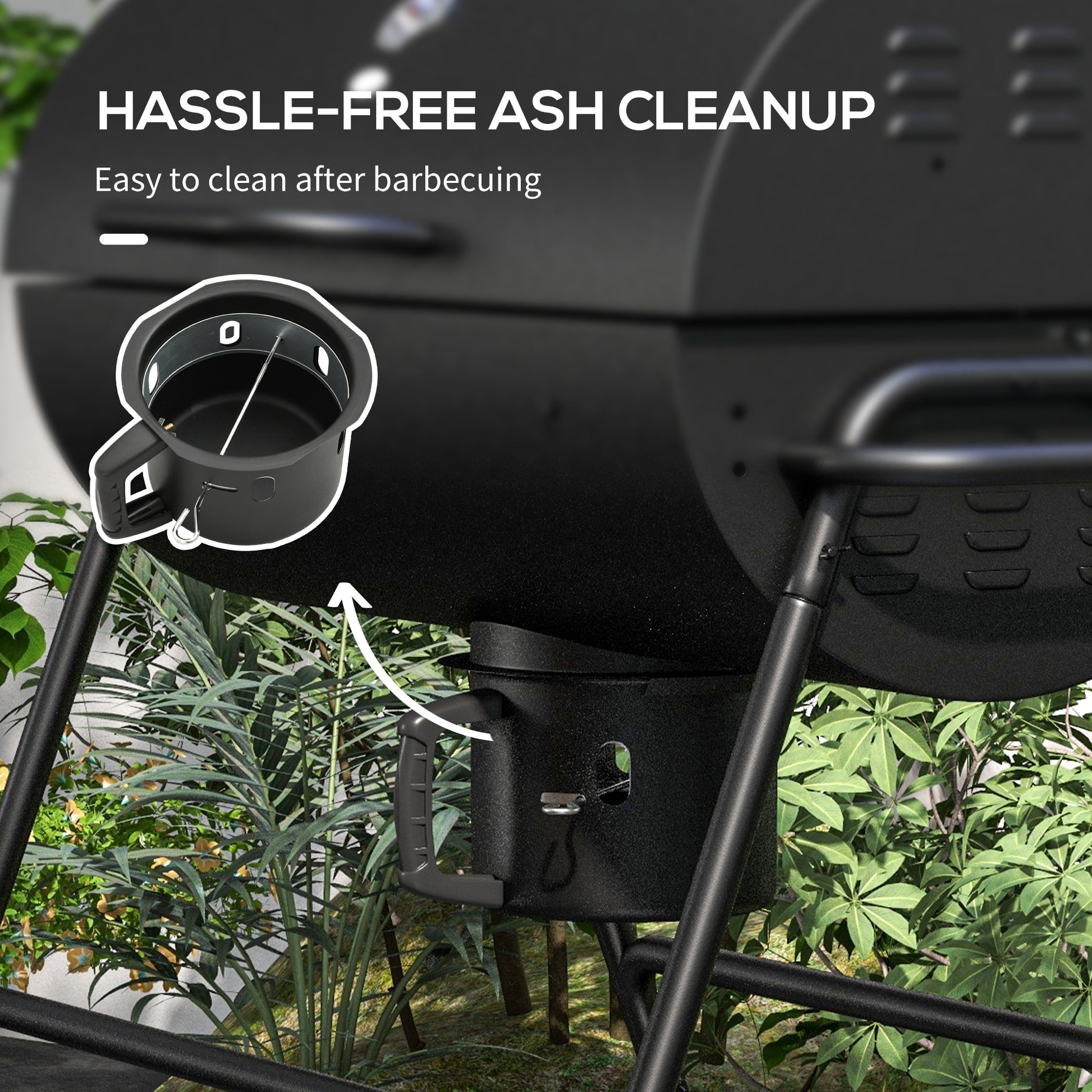 Barrel Charcoal BBQ Grill, Barbecue with 420 sq.in. Cooking Area, Wheels, Ash Catcher, Black