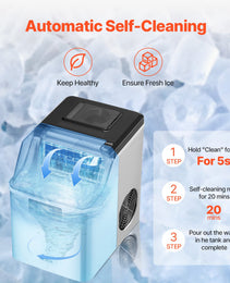 Portable Countertop Ice Maker 45Lbs/24H Self-Cleaning With Scoop Basket Home Bar