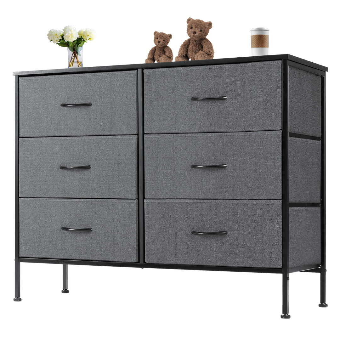Tall Dresser Fabric Storage Tower ,Wooden Top For Kid Room, Closet, Entryway, Nursery