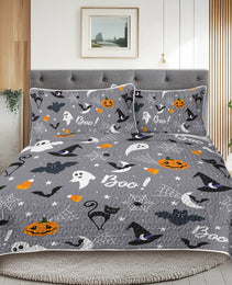 3pcs Halloween Pumpkin Set Comforter Set For Girls Boys Women, Soft Lightweight Halloween Bedding Set 1 Coverlet And 2 Pillowcases
