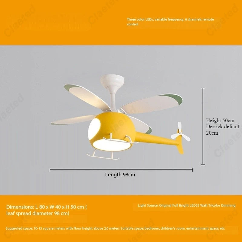 Creative and Simple New LED Helicopter Airplane Fan Chandelier Children's Bedroom Ceiling Fan Lamp
