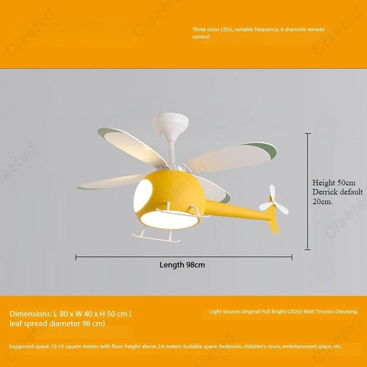 Creative and Simple New LED Helicopter Airplane Fan Chandelier Children's Bedroom Ceiling Fan Lamp