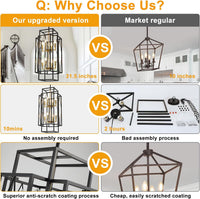8-Light Lantern Tiered Pendant Light Fixtures, No Assembly Required Farmhouse Chandelier for Entryway, Large Chandeliers for High Ceilings, Modern Hanging Light Fixture for Foyer, Staircase